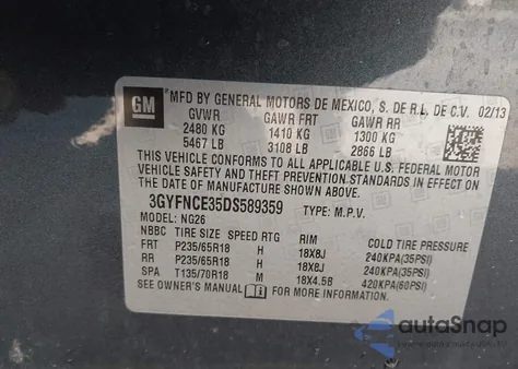 2013 Cadillac Srx Luxury Collection z USA, uszkodzony, nr VIN 3GYFNCE35DS589359